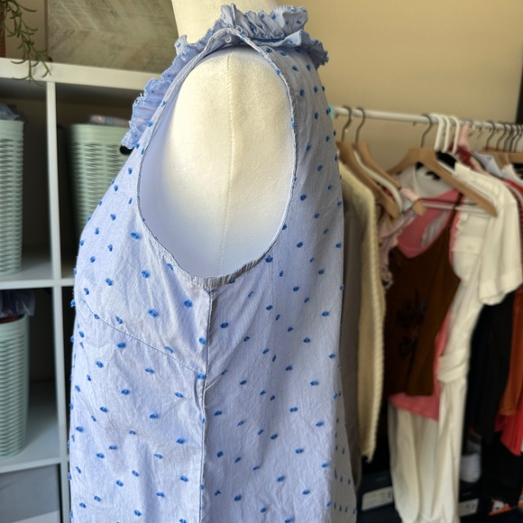 Talbots | Blue Stripe + Clipped Swiss Dot sleeveless blouse size Small Petite - Picture 4 of 12
